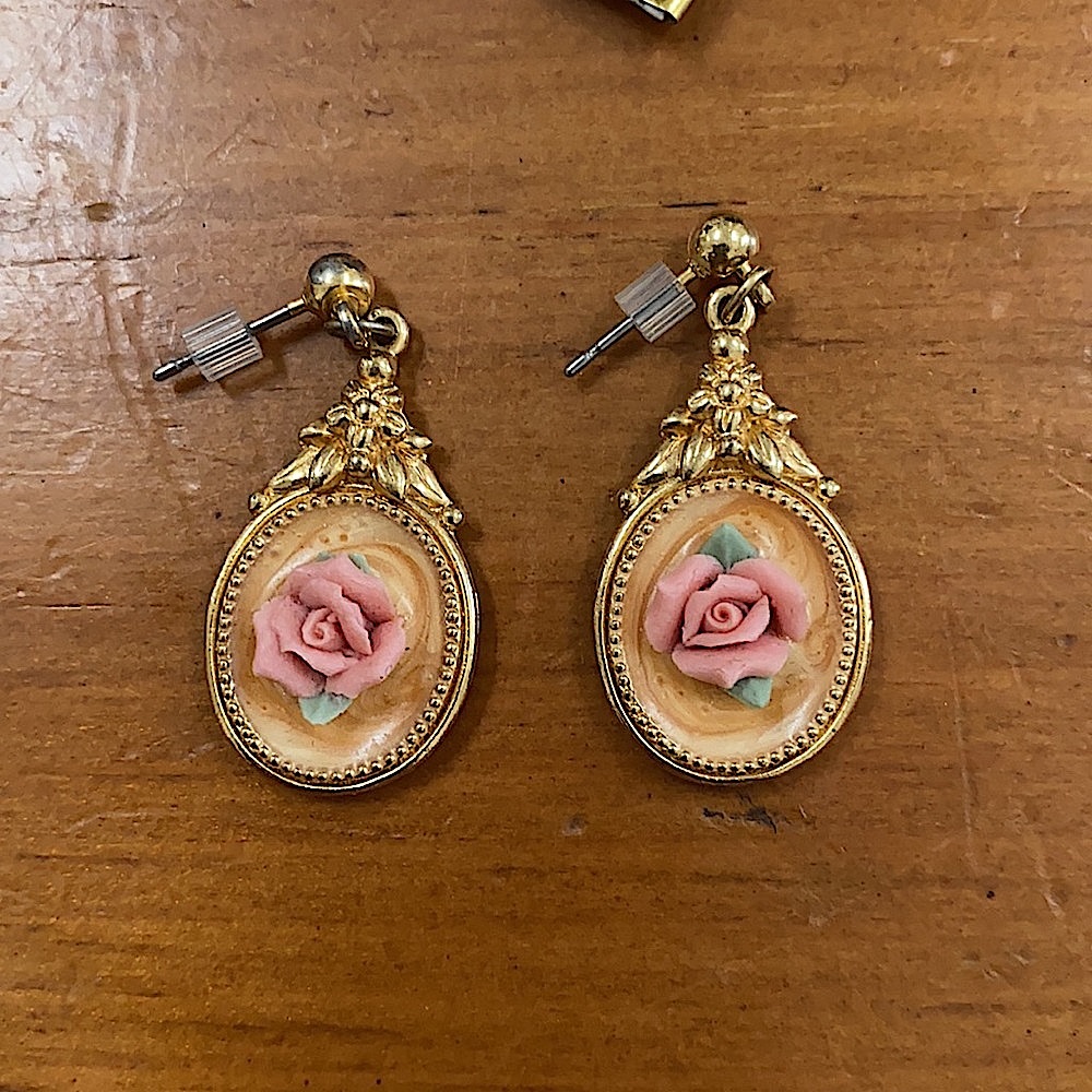 Vintage Rose Dangle Earrings